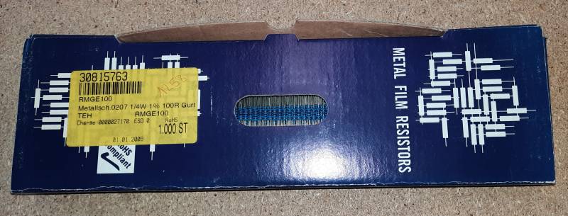 Déstockage Resistors RMGE 0207 50€ les 1700 soit 0.029€ l'unité